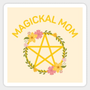 Magickal Mom Midsummer Floral Pentacle Cheeky Witch® Magnet